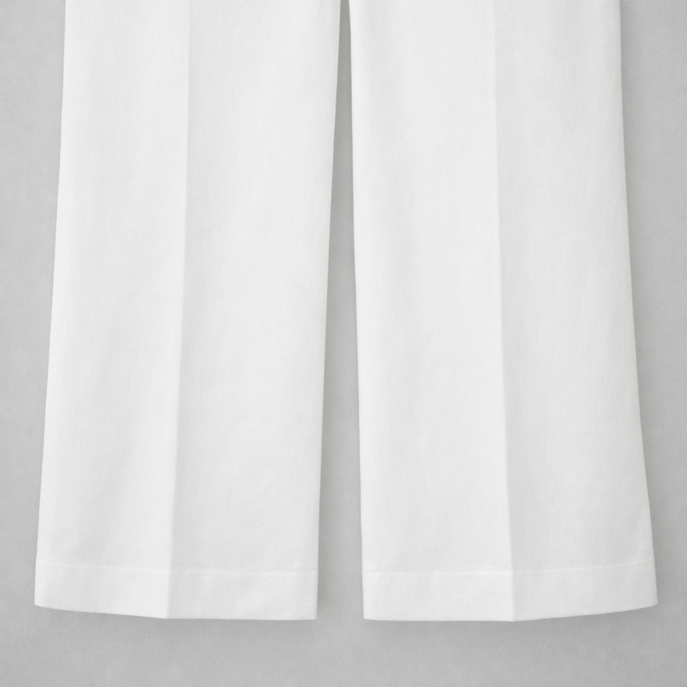 Vintage Milly of New York Y2K Wide Leg Trousers White Cotton Silk Lined Size 10 - Picture 3 of 9
